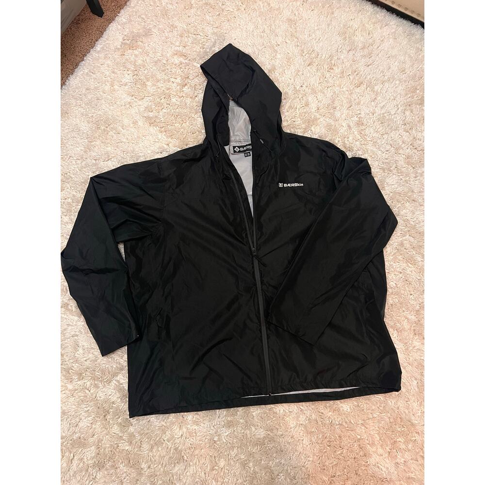 BAERskin 3XL Black Mens Windbreaker Jacket Coat Hiking Fishing Hoodie Hunt Golf